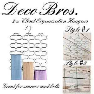 Bundle of 2 x Specialty Metal Hangars For Scarf & Belt Closet Organizers